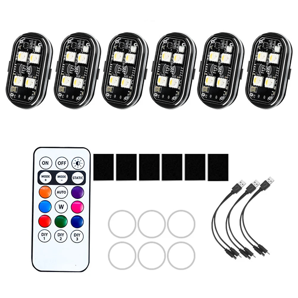 Wireless LED Strobe Car Atmosphere Lights — 8 Colors