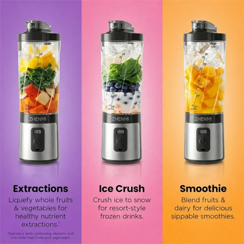 Portable Ice-Crushing Blender – 600ml High-Speed Smoothie & Frozen Drink Maker
