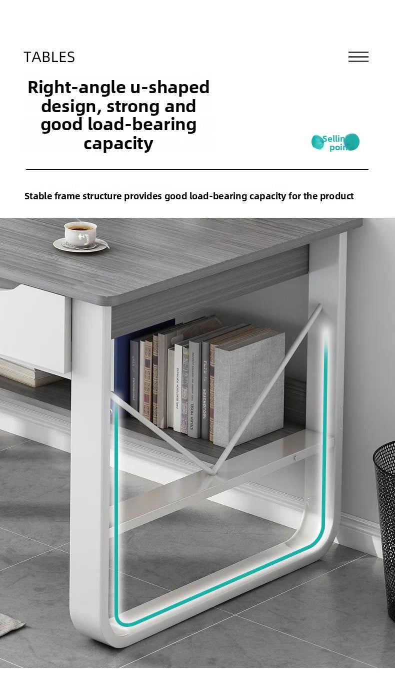 Multifunctional Computer Desk with Drawers — Metal Frame Student Study Desk, Multiple Sizes & Finishes