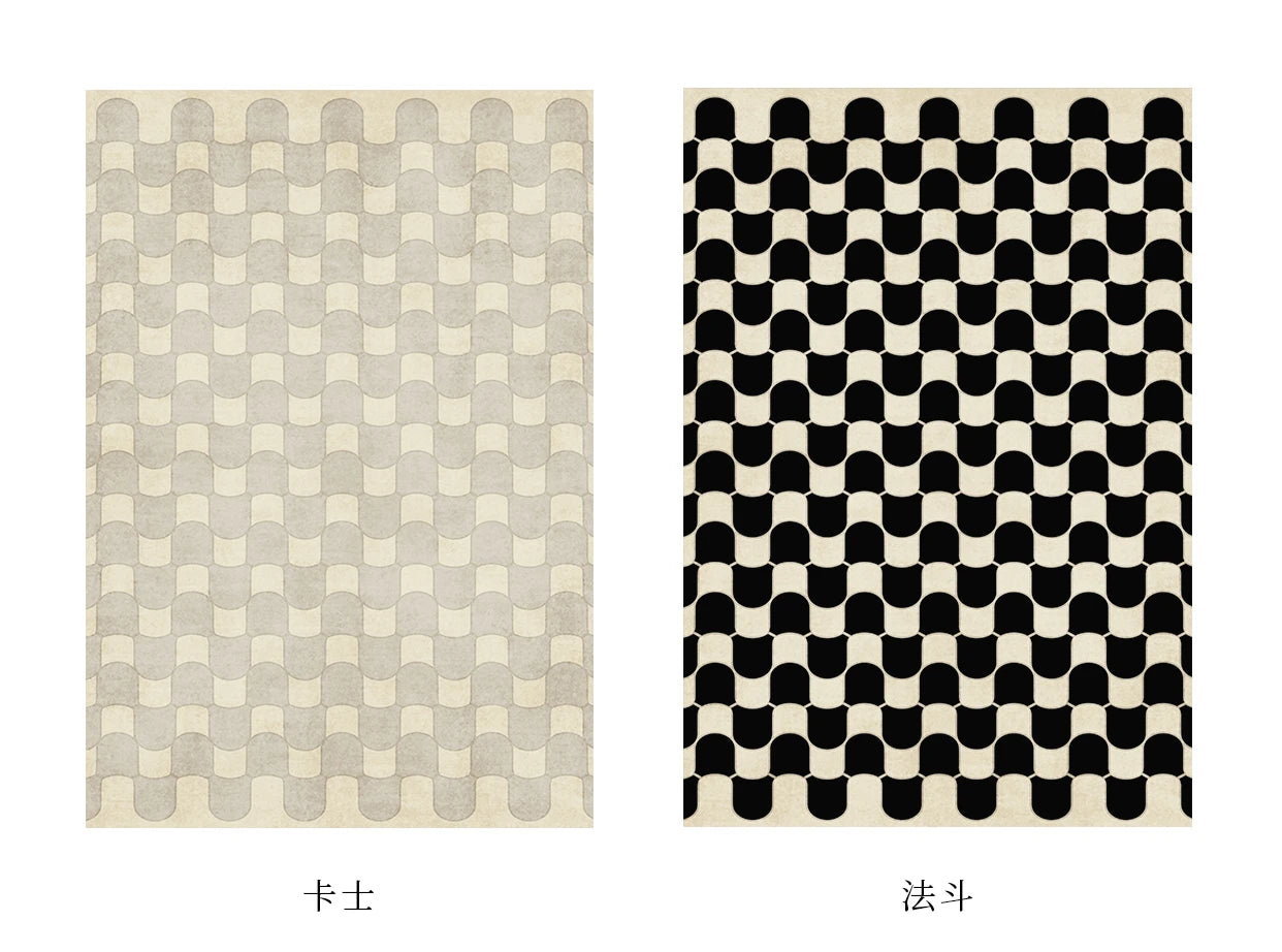French Retro Checkerboard Plush Rug – Large Area Plaid Carpet for Bedroom & Living Room, 20 Styles & 10 Sizes