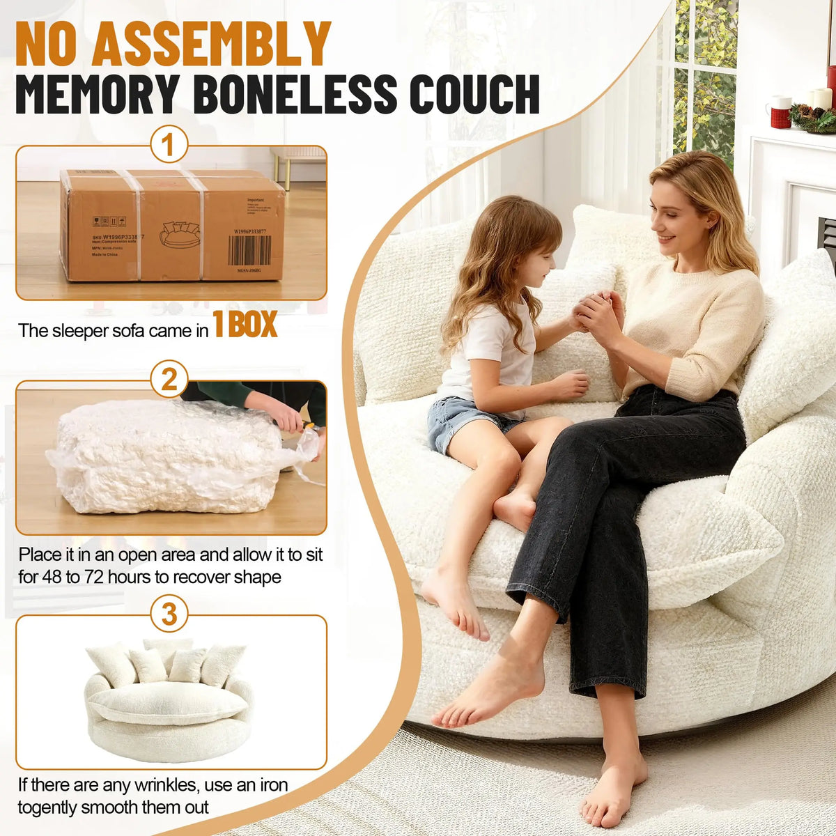 54.3-Inch Round Boneless Chaise Lounge