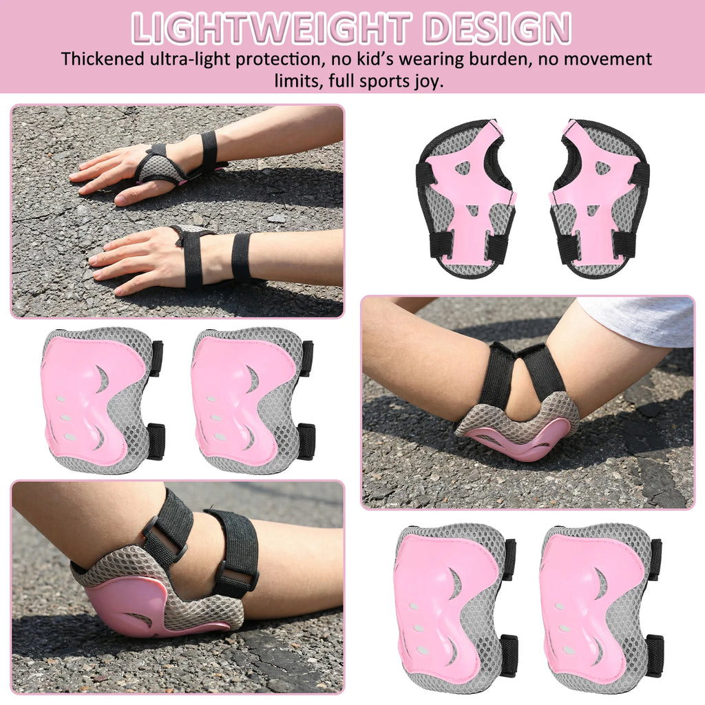 6-Piece Kids Protective Gear Set – Knee Pads, Elbow Pads & Wrist Guards for Skating, Cycling & Scooter