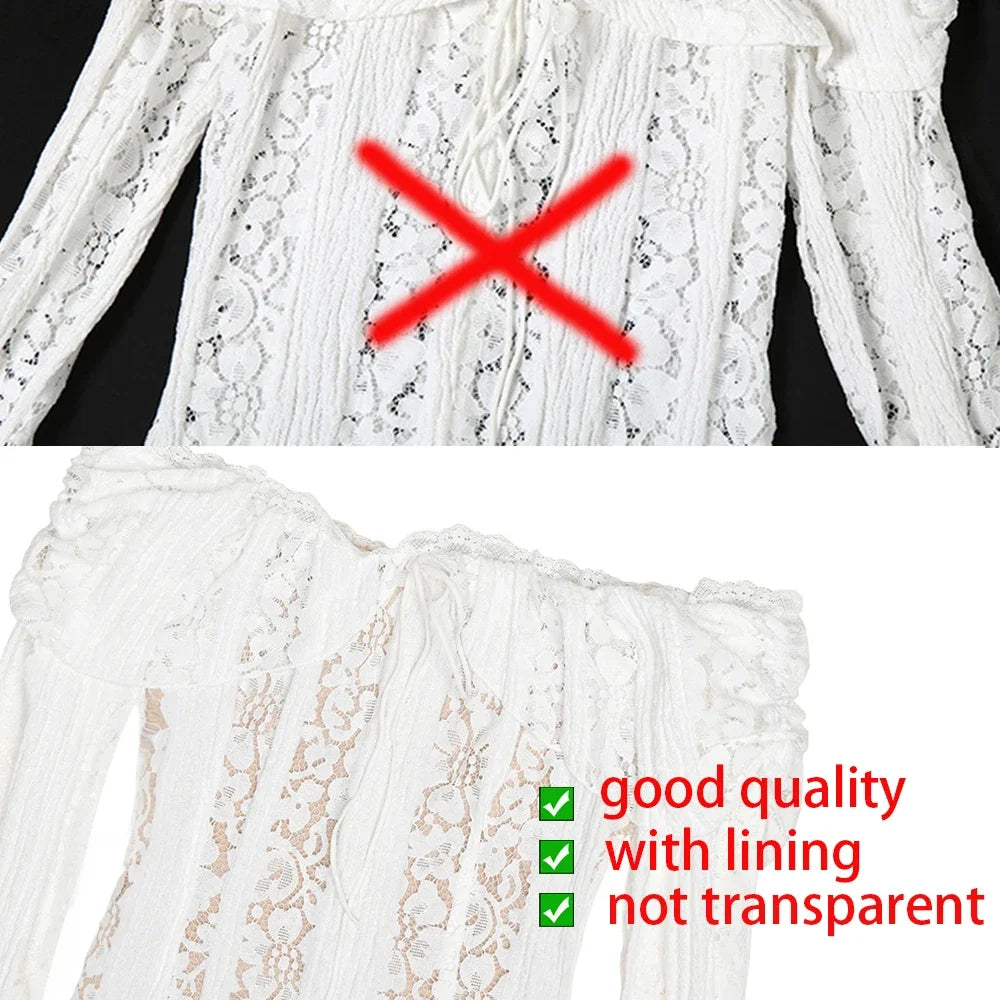 Elegant White Lace Evening Gown — Long Sleeve Wedding & Prom Dress