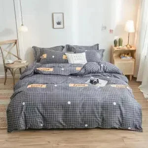 Plaid Print Duvet Cover – Lightweight Polyester-Cotton Bedding Bag, 24 Colors & 3 Sizes