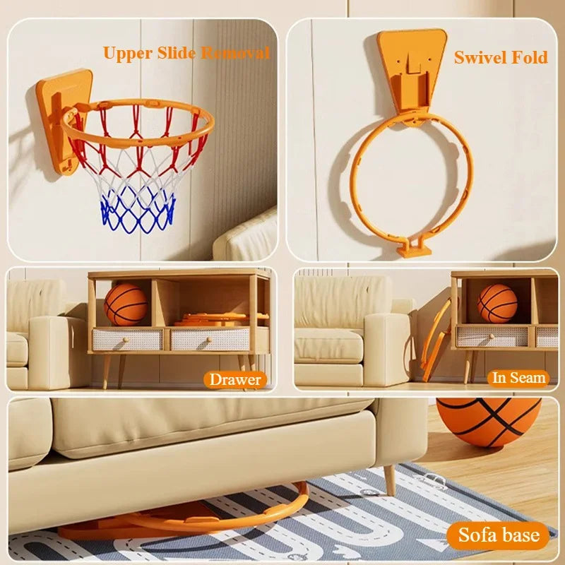 Kids Indoor Basketball Hoop – Wall-Mounted Folding Mini Hoop for Home & Bedroom Training