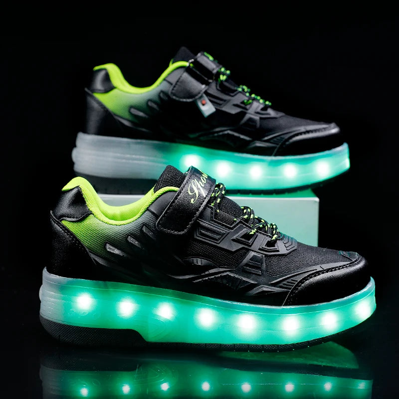 Children's LED Light Roller Skates – Multi-Functional Detachable Wheel Shoes, Size 29-41 for Students