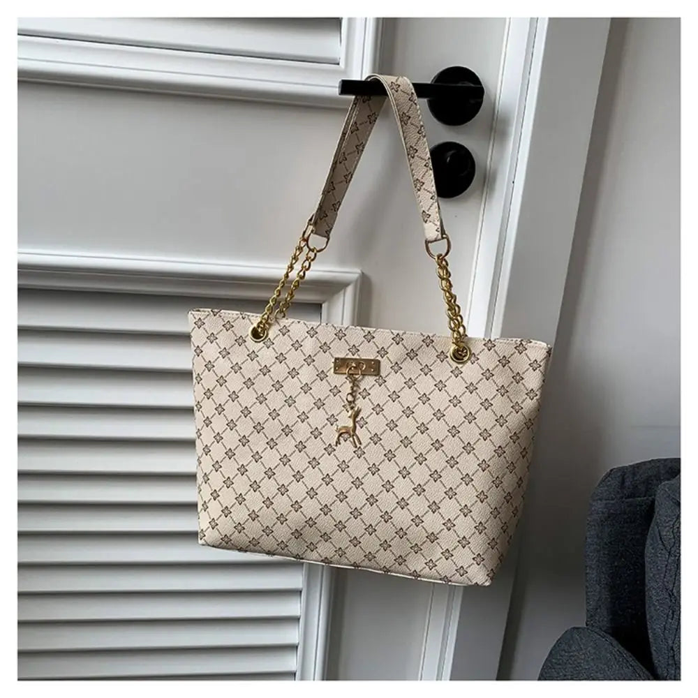 Luxury Print Bucket Tote Shopping Bag – Large Capacity Fashion Shoulder Purse for Women