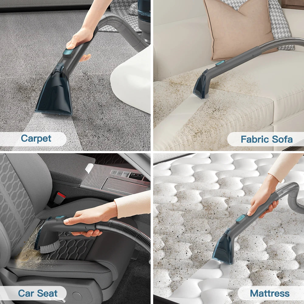 PrettyCare PC808 Cordless Carpet & Spot Vacuum Cleaner — 1.4m Hose, 30-Min Runtime, Wet Sprayer for Sofa & Car