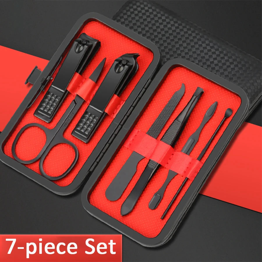 Professional Manicure Set 7-24 Piece – Stainless Steel Fingernail & Toenail Clippers with Leather Case