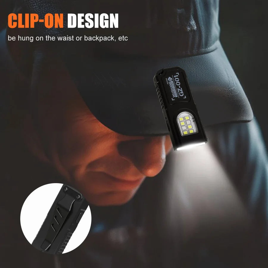 KDULIT Mini COB+LED EDC Flashlight – 450 Lumen, 5 Modes, IPX6, Type-C, Tail Magnet & Clip