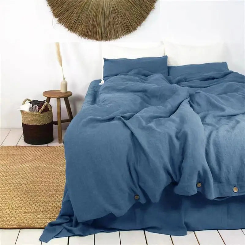 100% French Linen Duvet Cover – Natural Soft Quilt Cover, Queen & King, Breathable Bedding