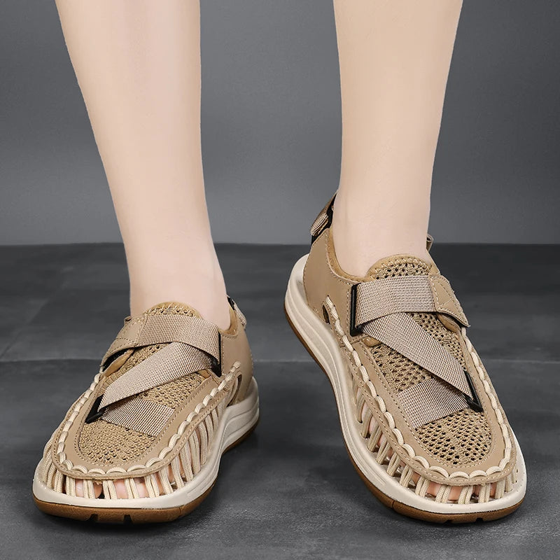 Men's Handmade Woven Beach Sandals – Breathable Casual Flat Sandals