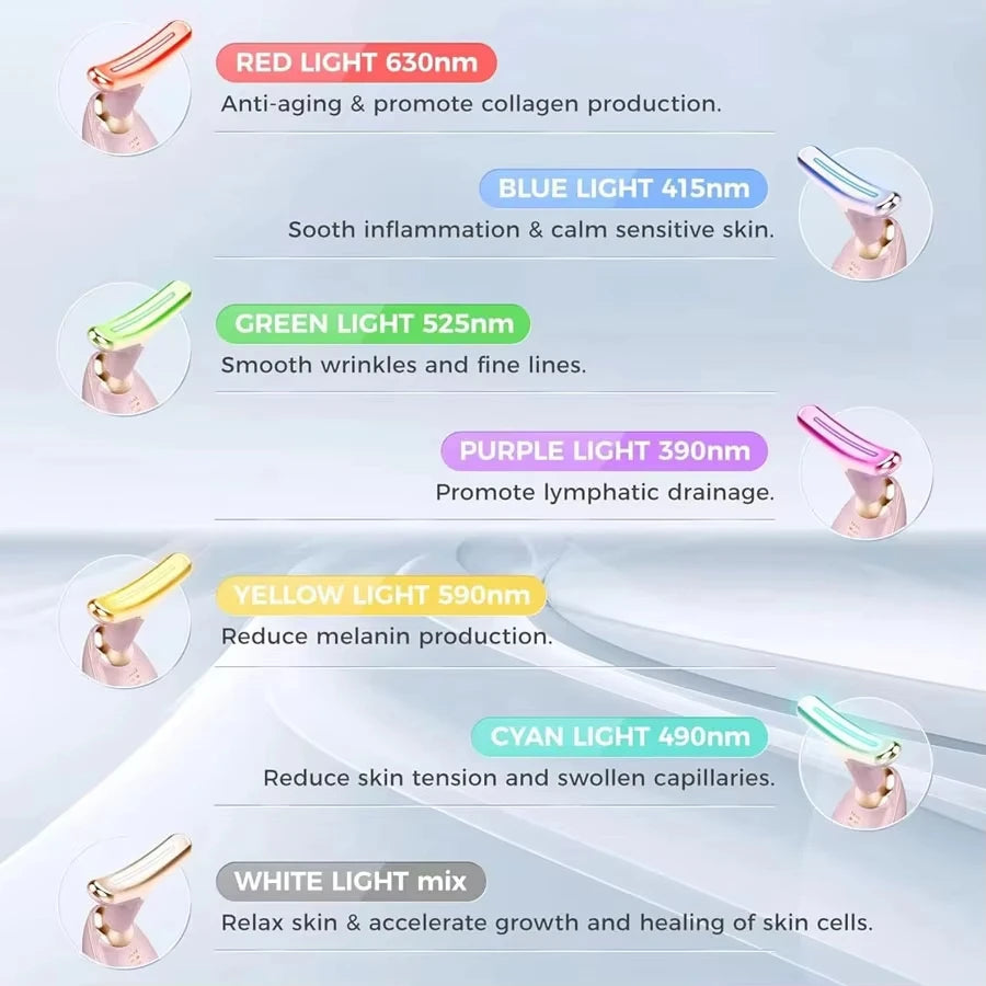 7-Color LED EMS Face & Neck Lifting Massager – Anti-Wrinkle, 45°C Heat & Vibration Skin Tightening Device