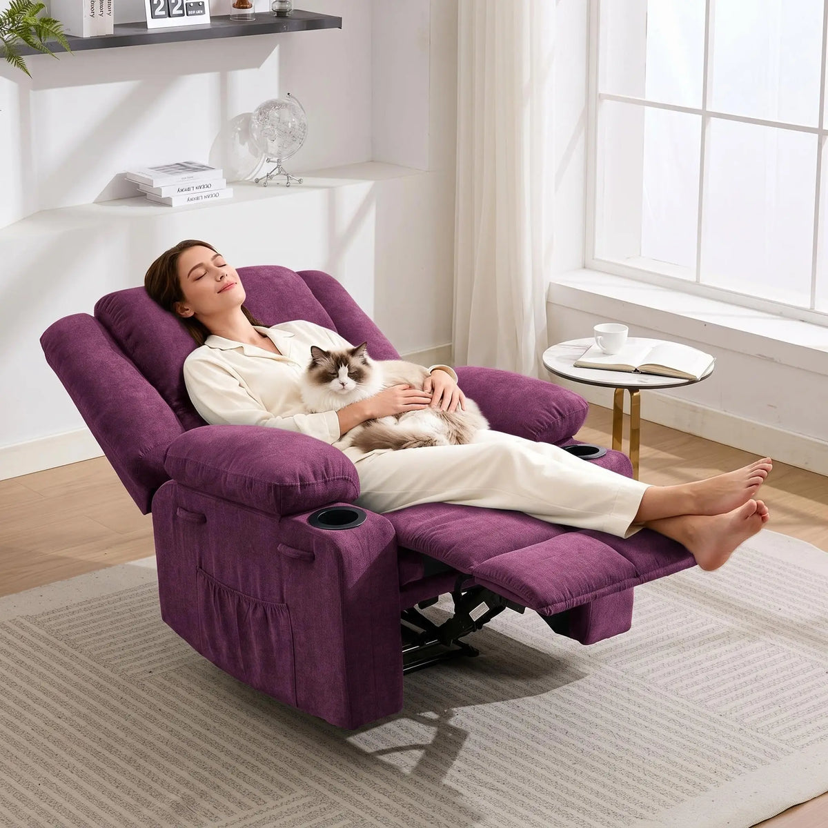 Massage Recliner Chair with Heat – 155° Manual Recline