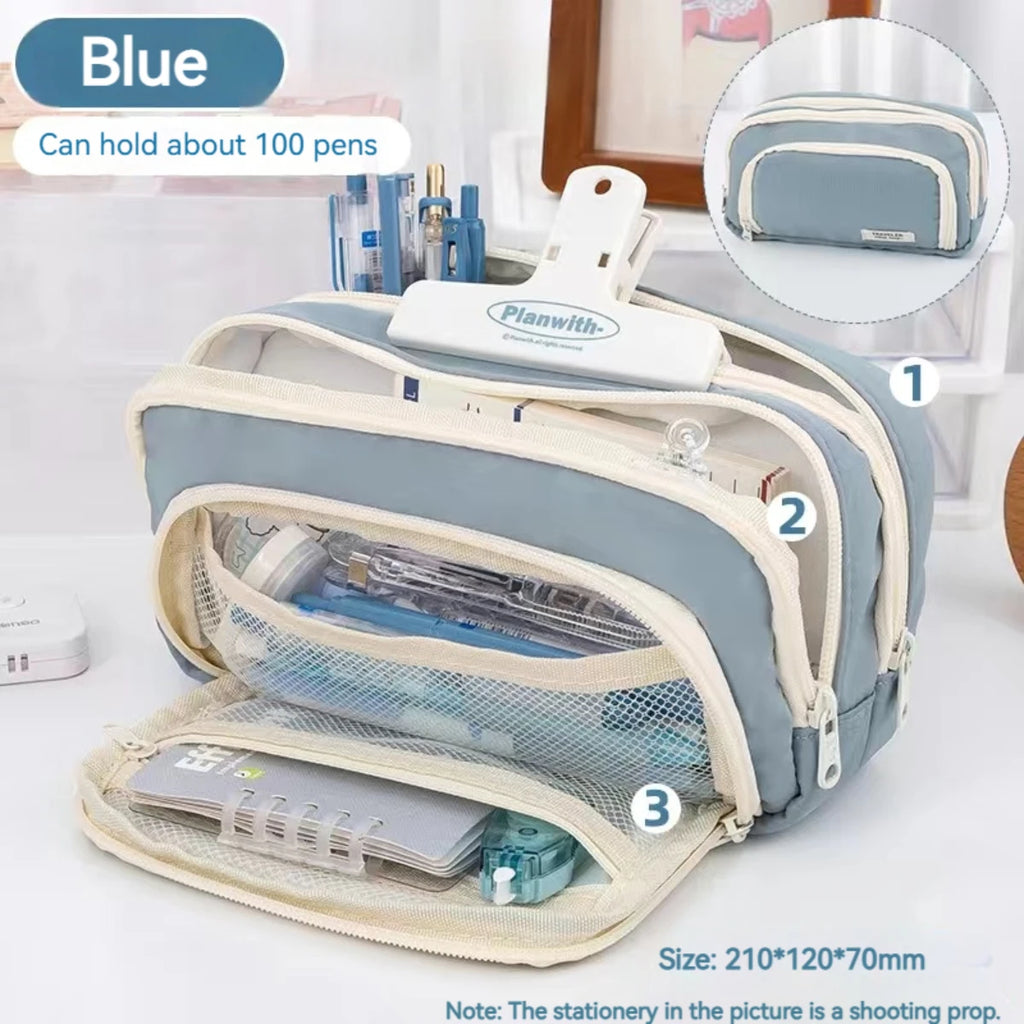 Large Capacity Pencil Case – Handheld Pen Bag & Cosmetic Pouch for School, Office & Travel