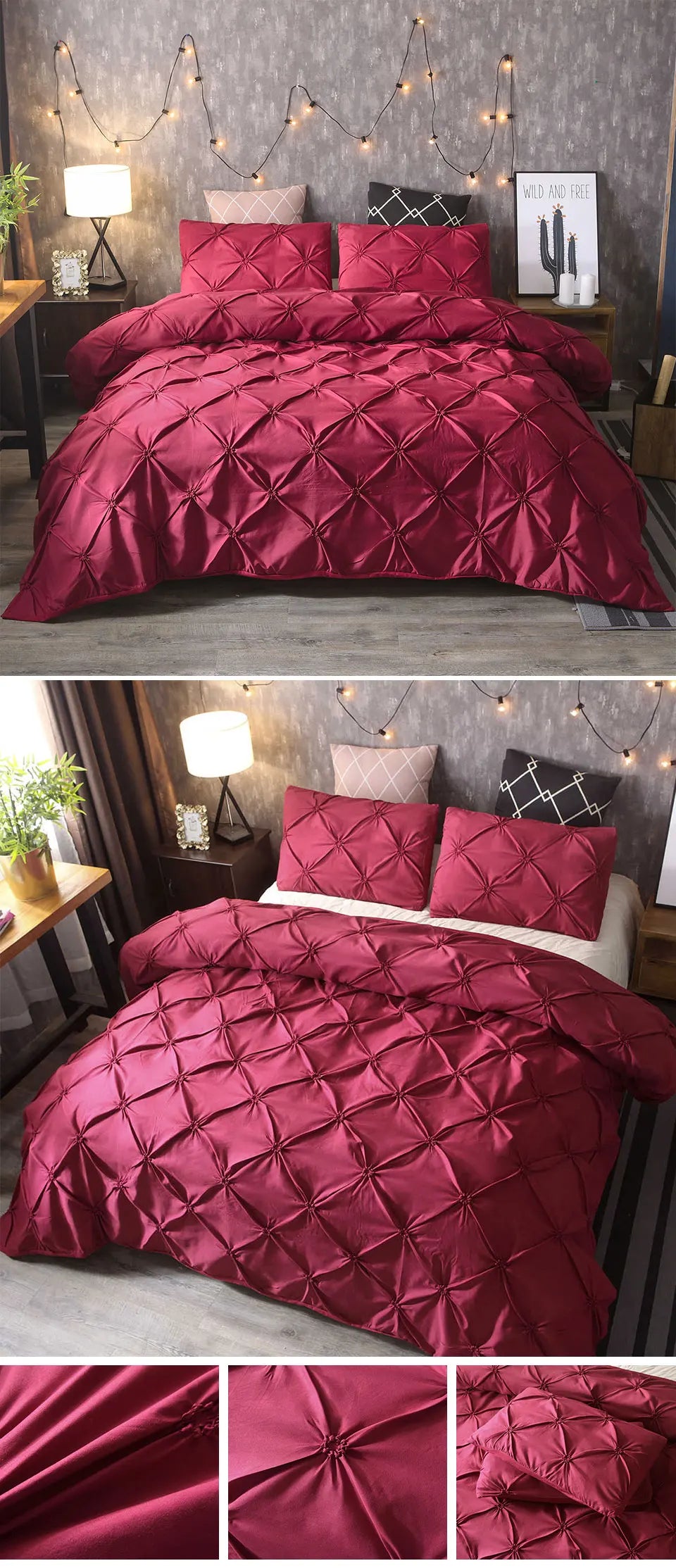 100% Egyptian Cotton Pinch Pleat Duvet Cover Set – 600TC with Zipper & Corner Ties, 8 Colors & 7 Sizes