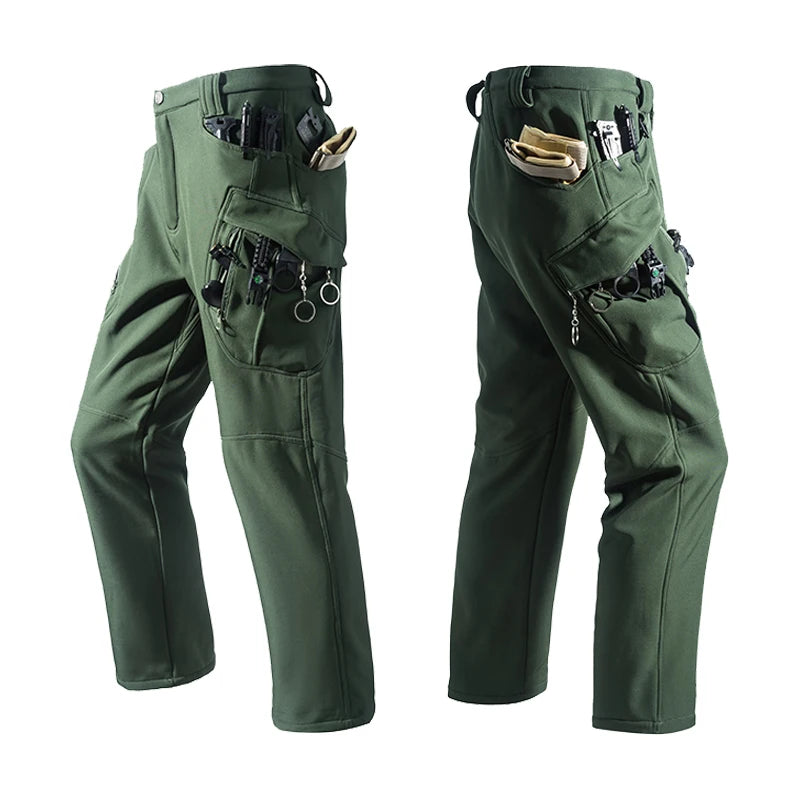 Men's Fleece Softshell Cargo Hiking Pants — Outdoor Tactical Trousers M–5XL
