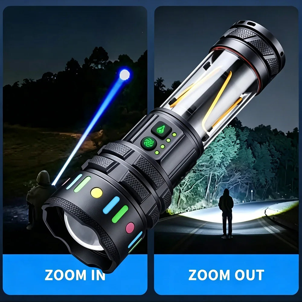 High Power White Laser Flashlight – Rechargeable Zoomable Waterproof Tactical Lantern