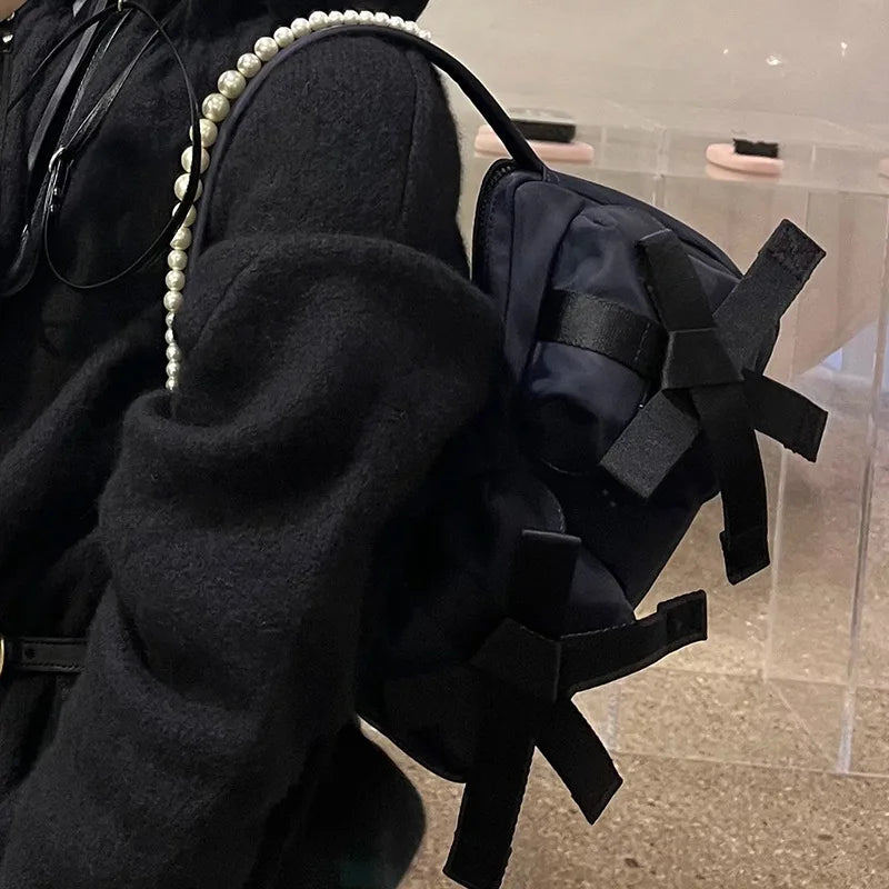 New Pearl Bow Bolsos Mujer Underarm Bag Multi-function Square Sac Femme Shoulder Bags for Women Casual All-match Zipper Bolsas