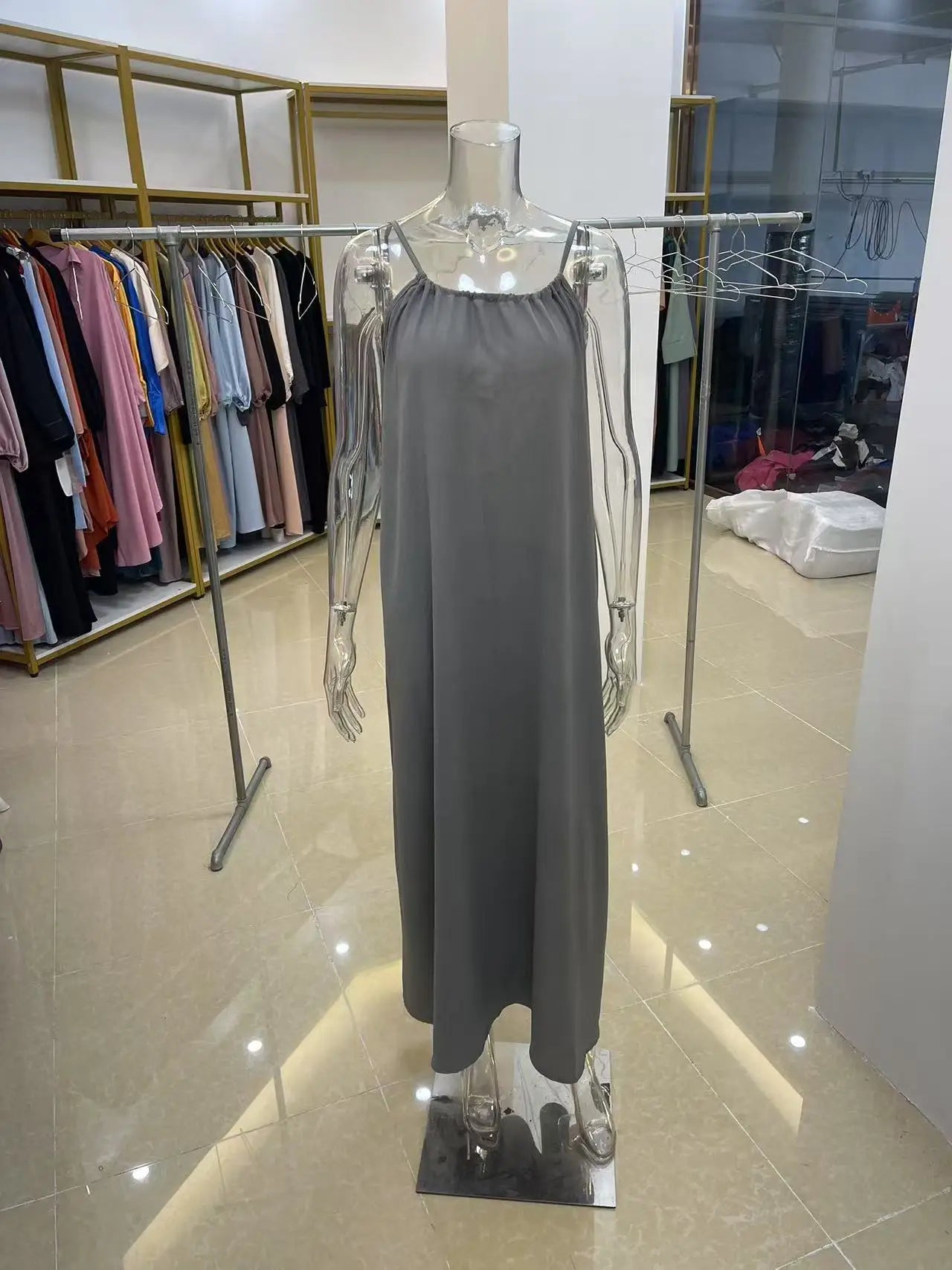 Women's Strapless Backless Loose Maxi Dress – Comfortable Sleepwear & Casual Home Dress