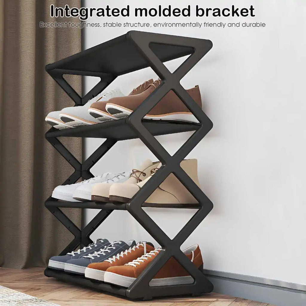4-Tier X-Type Dustproof Shoe Storage Rack — Foldable Steel Organizer for Entryways, Bedrooms & Dorms