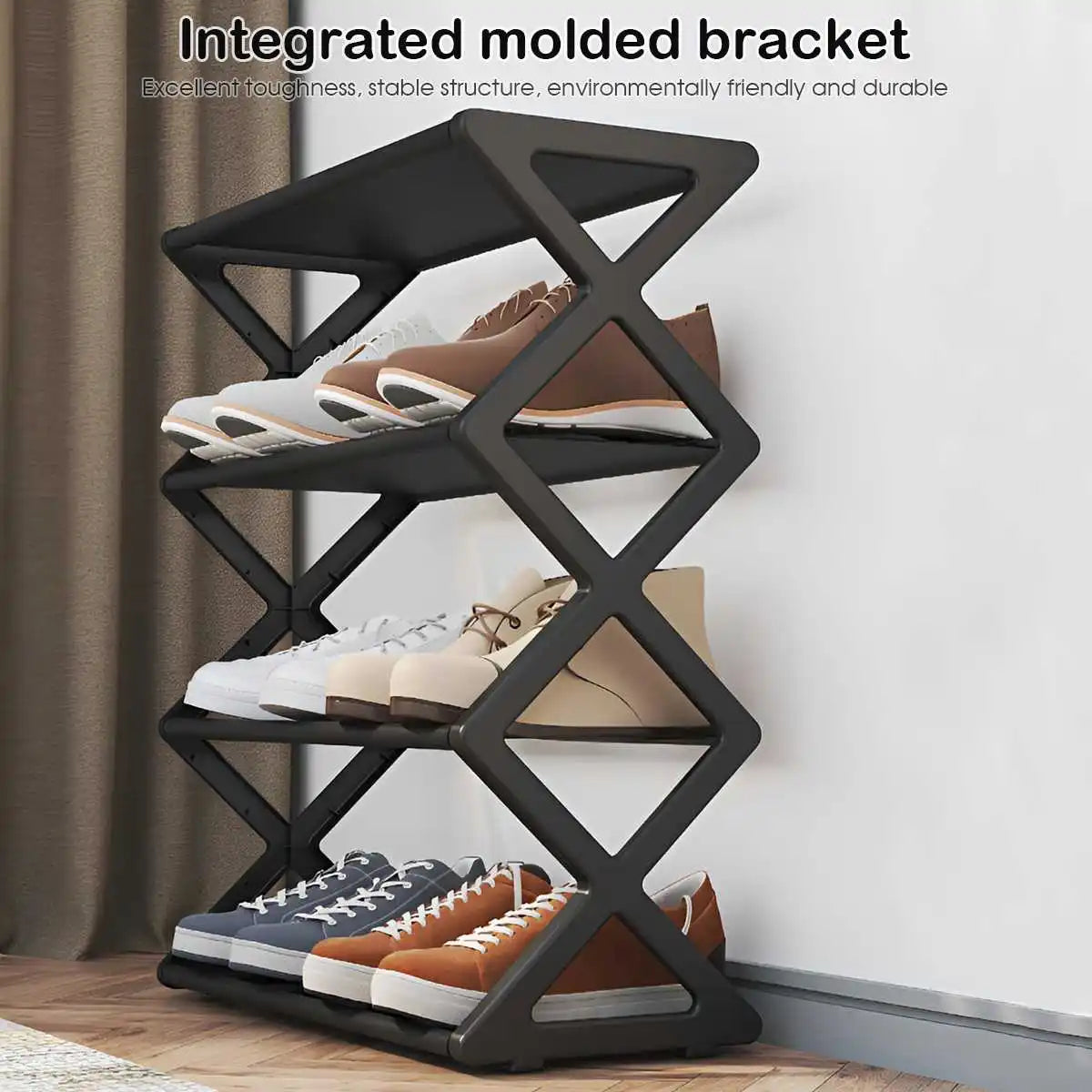 4-Tier X-Type Dustproof Shoe Storage Rack — Foldable Steel Organizer for Entryways, Bedrooms & Dorms
