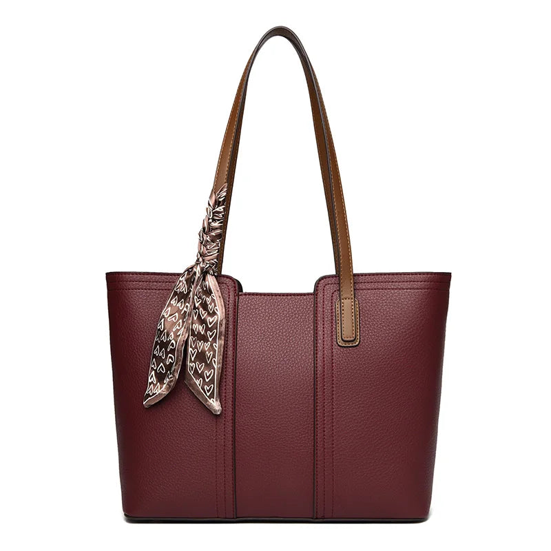 Genuine Cow Leather Large Shoulder Tote Bag – Rivet Sequin Designer Handbag for Women