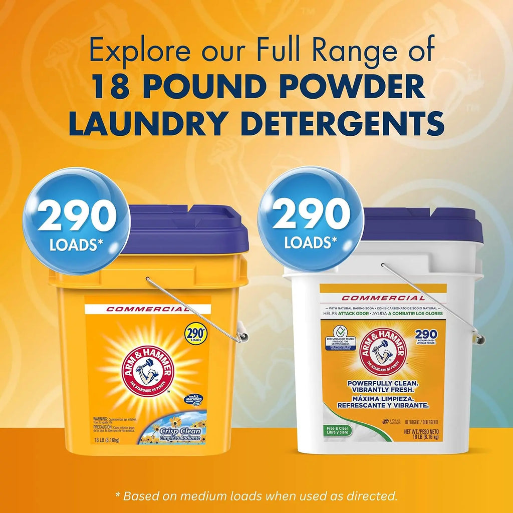 Bulk Clean That Lasts — Powder Laundry Detergent with Baking Soda | 18lb Pail, 290 Loads, Concentrated Formula