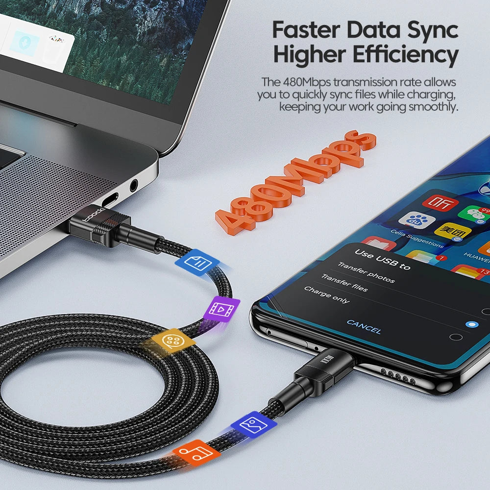 6A Speed. Braided Strength. Every Length. — Toocki USB-A to USB-C 6A 100W Fast Charging Cable | 0.25m to 3m, Huawei, Xiaomi, Samsung, OnePlus, 4 Colors