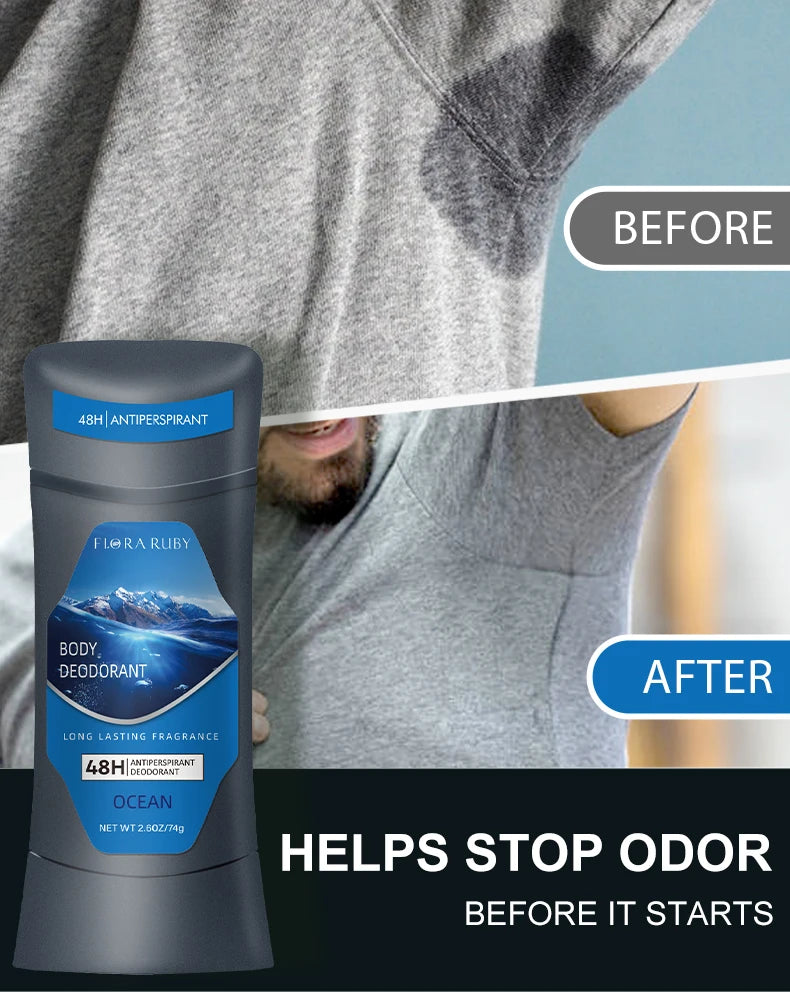 Men’s 72-Hour Odor Control Deodorant Stick 74g – Glacier Scent Antiperspirant Body Care