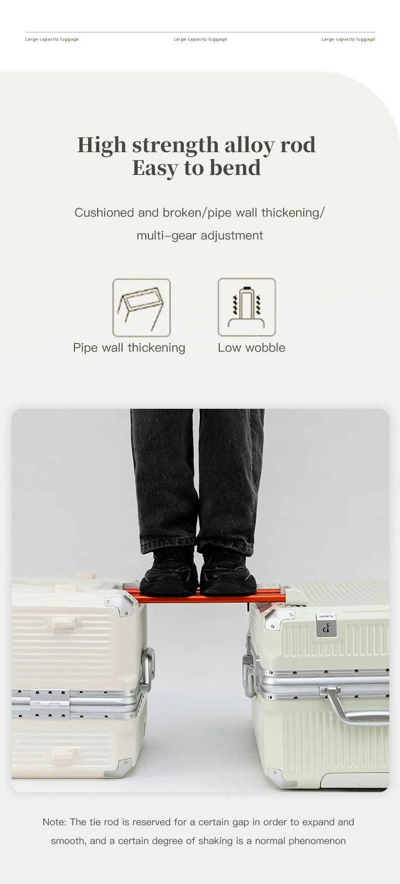 sushimu Suitcase Wide Handle Travel Suitcase Men 20 24 26 Carry-On Luggage Women PC Aluminum Frame Trolley Case