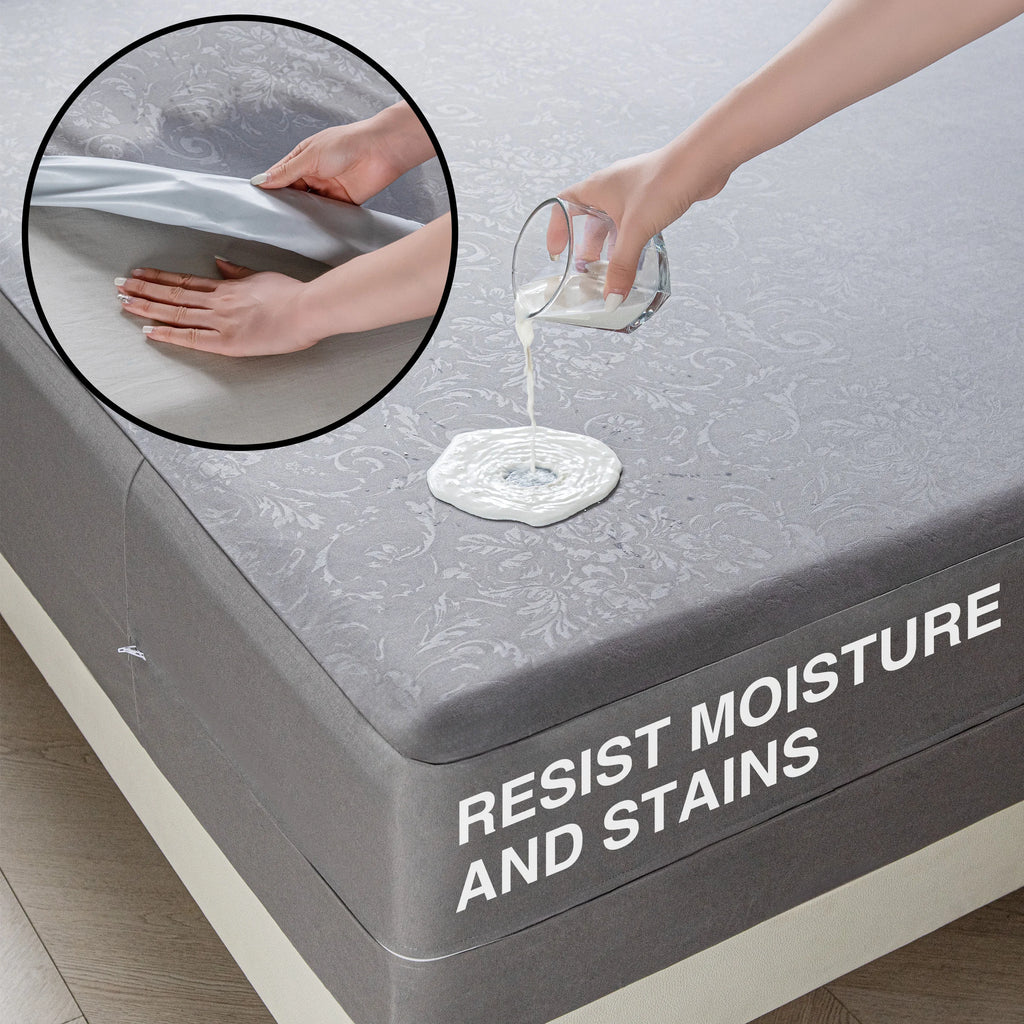 6-Sided Waterproof Zippered Mattress Encasement – Full Mattress Protector Cover, White or Gray