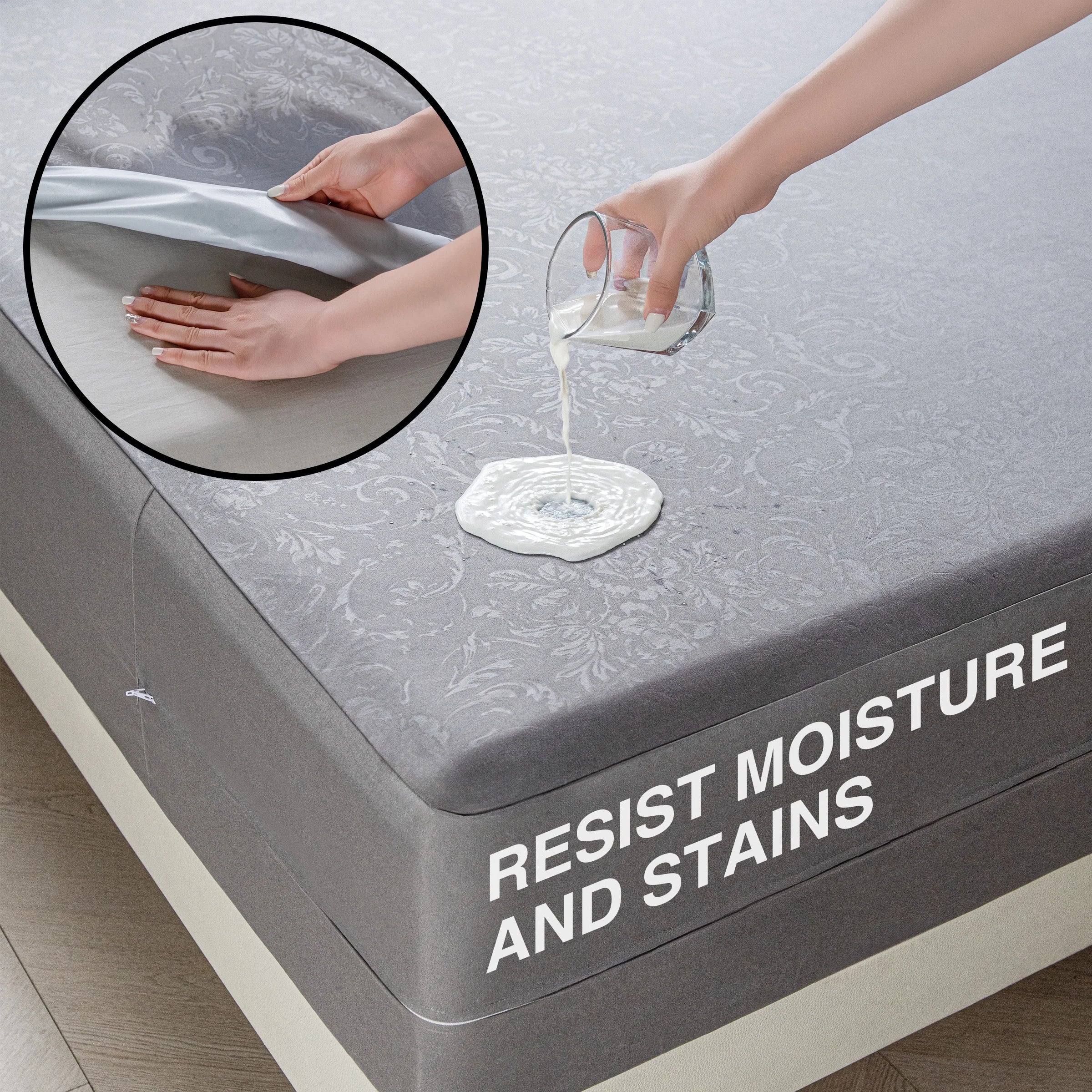 6-Sided Waterproof Zippered Mattress Encasement – Full Mattress Protector Cover, White or Gray