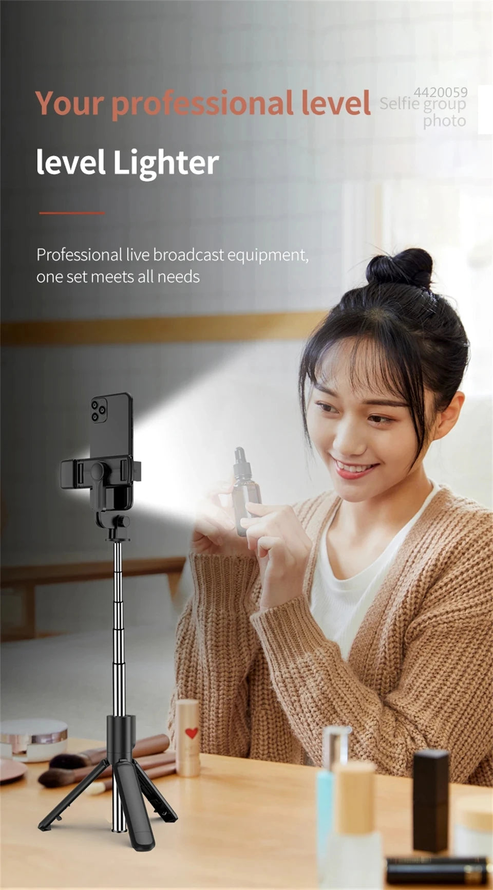 Smartphone Tripod Selfie Stick with Bluetooth Remote