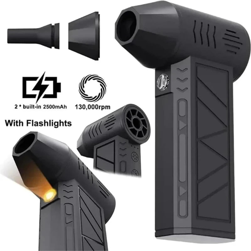 X6 Turbo Jet Air Blower — 130,000 RPM Brushless Motor Cordless Duster with Light for Keyboard, PC & Electronics Cleaning