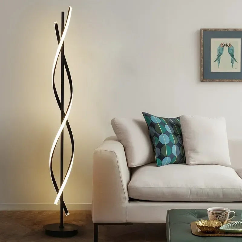 Spiral LED Floor Lamp – 135cm Sculptural Light