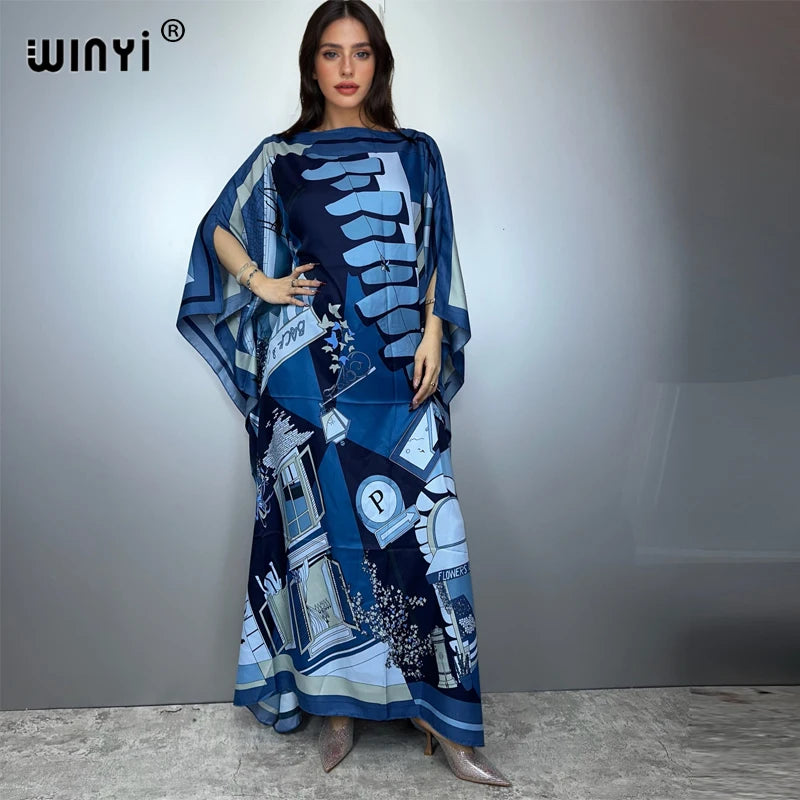 Batwing Maxi Printed Loose Dress — Fashion Design Elegant Party Summer Dress