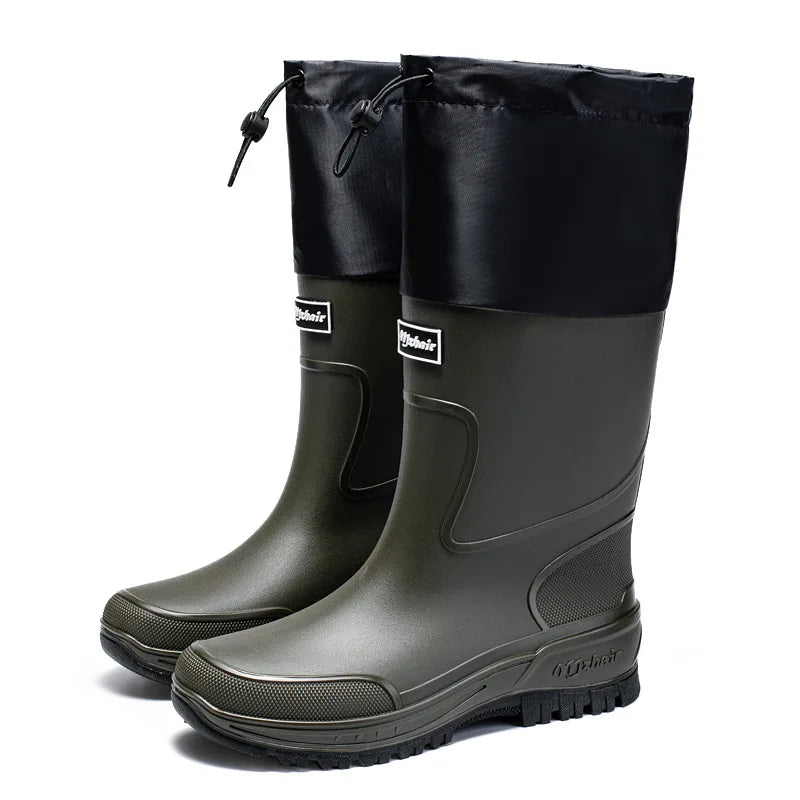 Men's Mid-Calf PVC Rain Boots with EVA Insoles