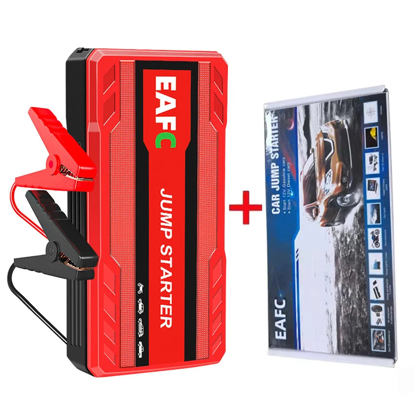EAFC Portable Car Jump Starter — 600A–2000A Peak, 12V Battery Booster & Power Bank with LED Light