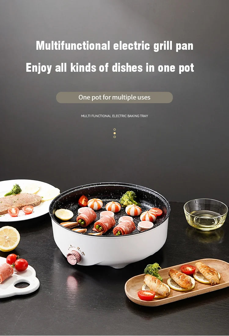 Electric MultiCooker Frying Pan — Non-Stick BBQ, Steak, Fish & Omelette Cooking Machine
