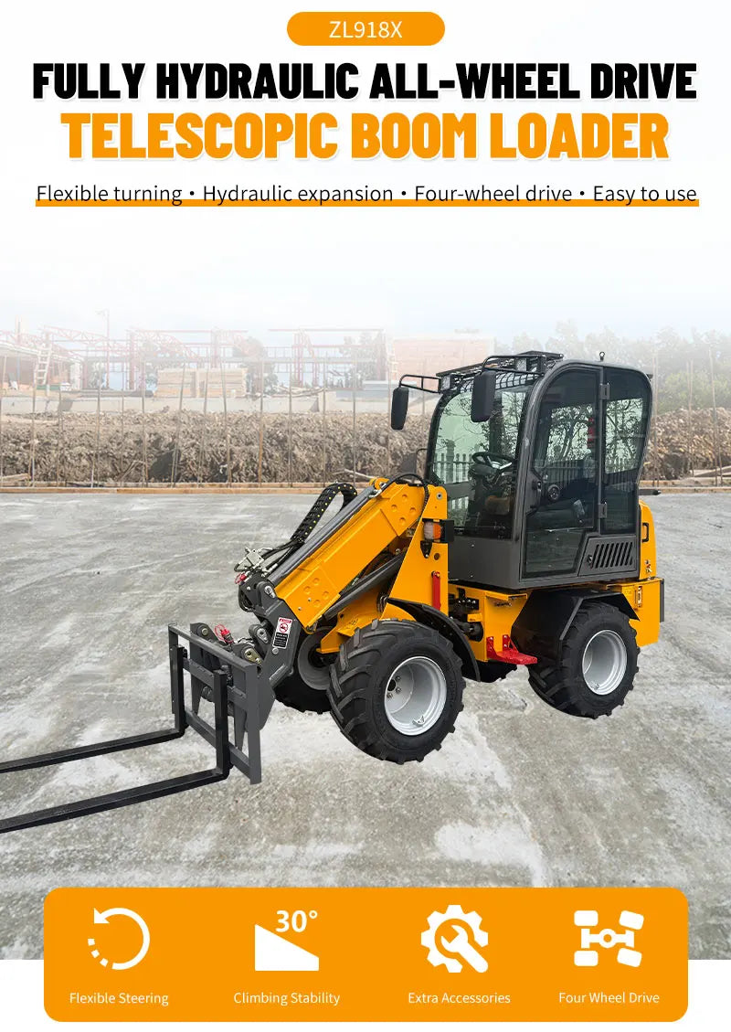Nicosail ZL918X Telescopic Compact Wheel Loader – CE Approved 0.8 Ton for Construction & Farm