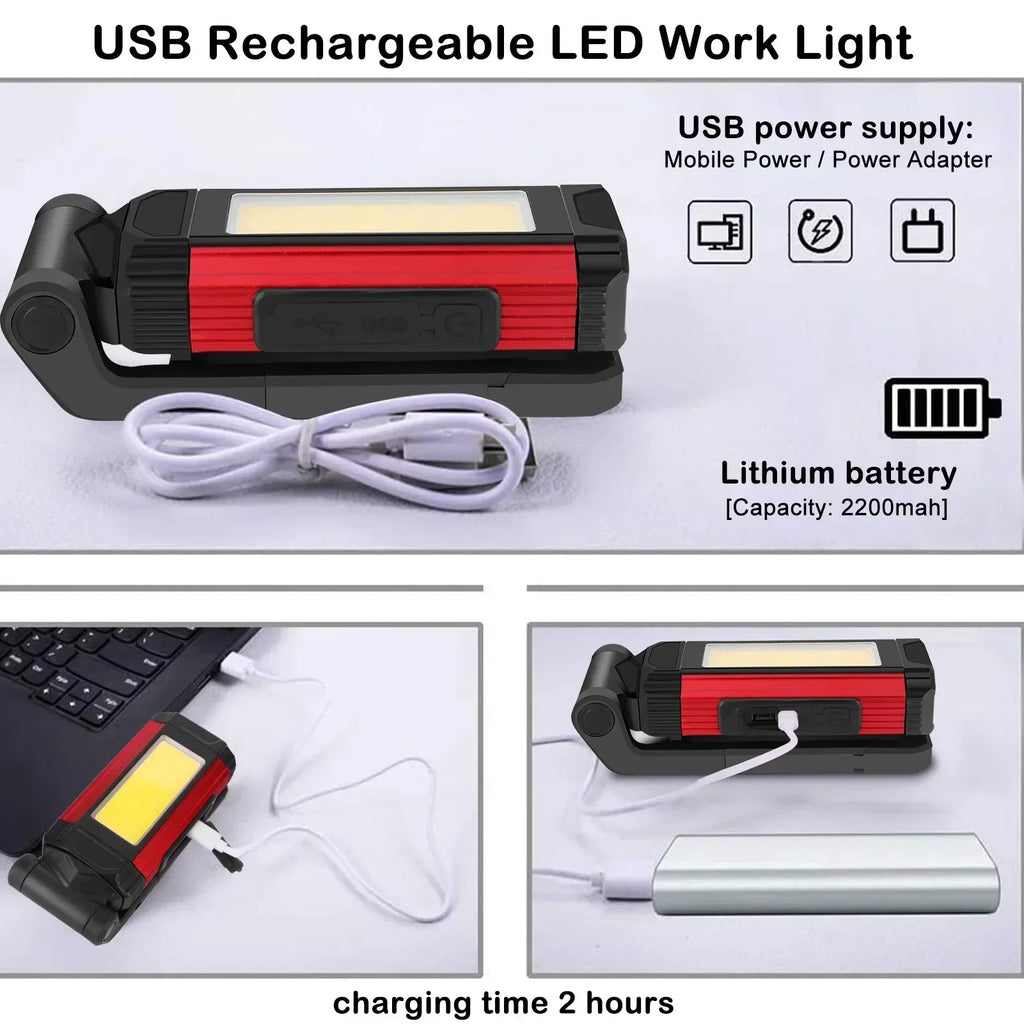 ESMARTER K011 XPE+COB Work Light – 600 Lumen, 5 Modes, Power Bank Function, IP64, USB Rechargeable
