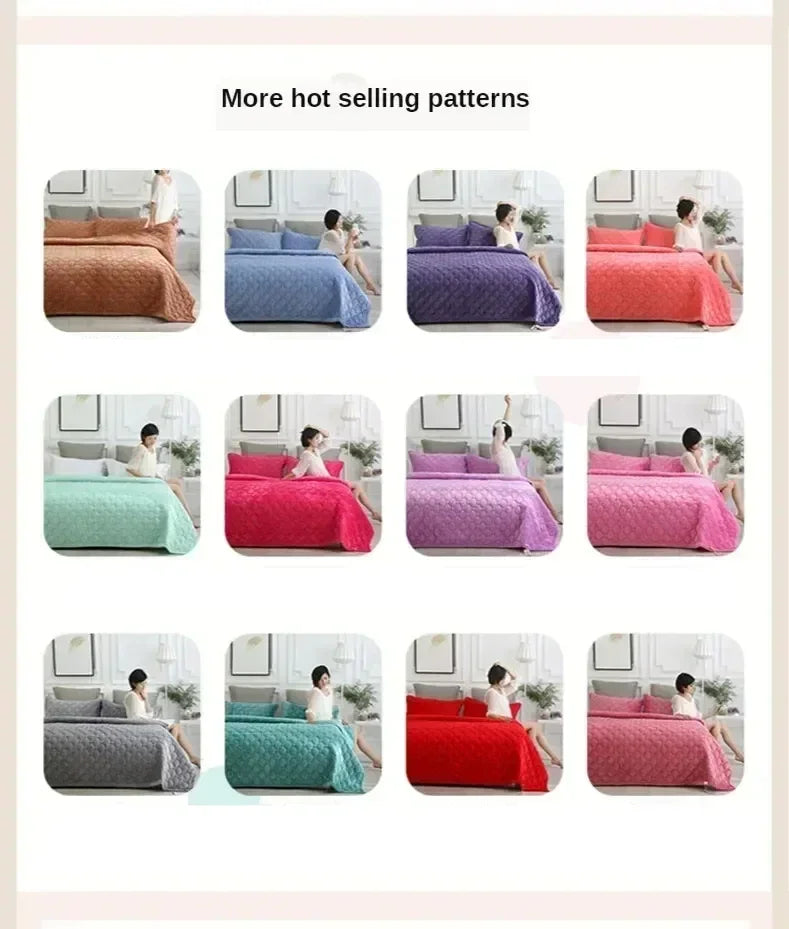 Flannel Geometric Bedspread – Super Soft Quilted Flat Sheet Blanket Cover, Twin to King