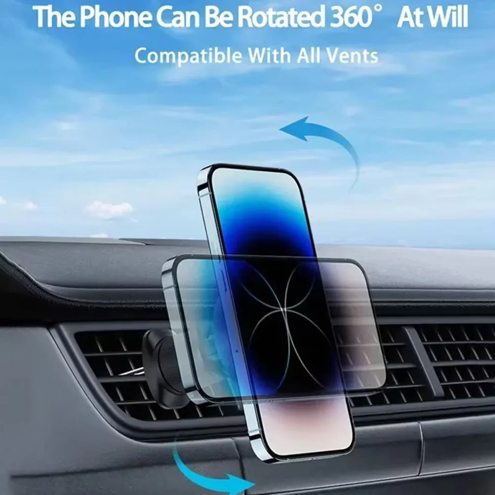 30W Magnetic Car Wireless Charger with LED Light – Phone Mount for iPhone 12–17 Pro Max