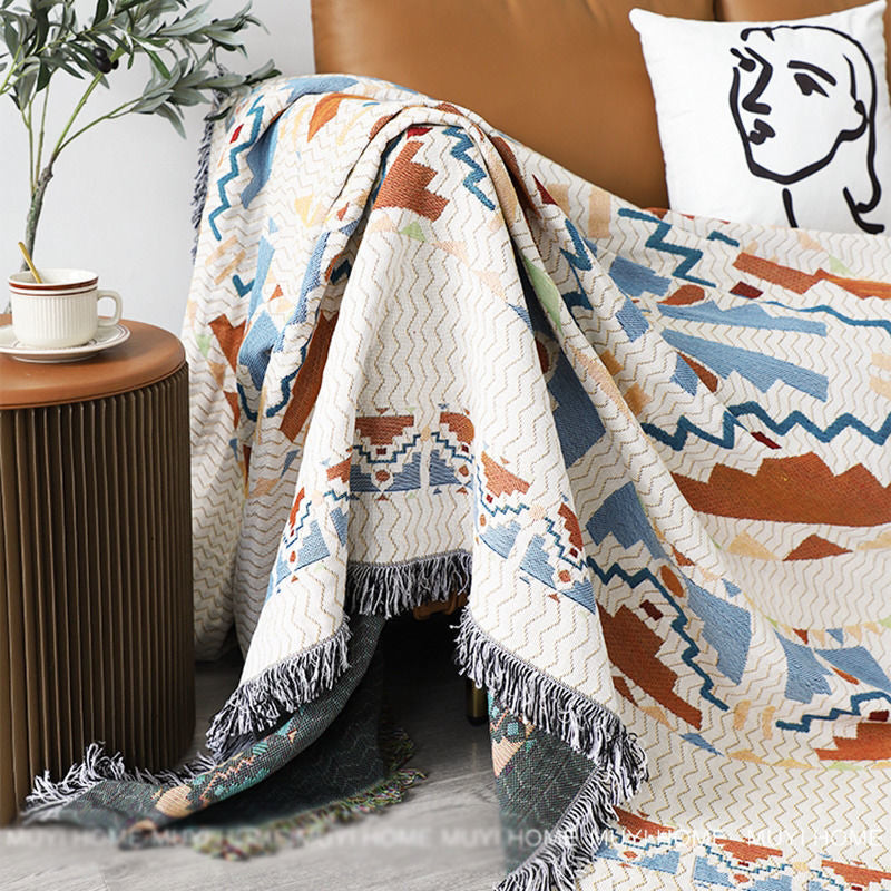 Boho Plaid Tassel Throw Blanket – Decorative Sofa & Bed Cover, Outdoor Camping & Picnic