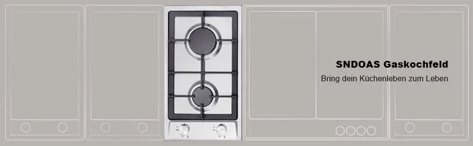 Stainless Steel 2-Burner Gas Hob – Automatic Flame Protection, Dual Fuel Natural Gas/Propane, Built-in or Freestanding, 2400W
