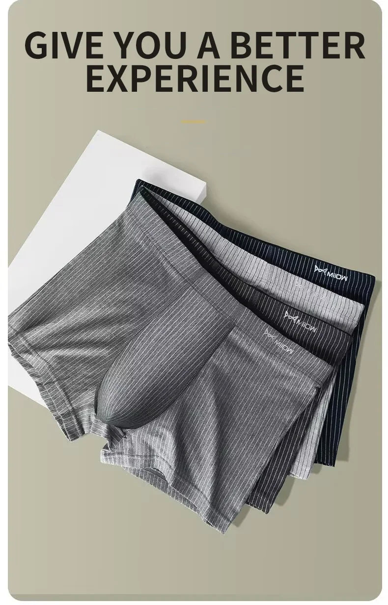 Men's Cotton Stretch Striped Boxer Briefs, 4-Pack