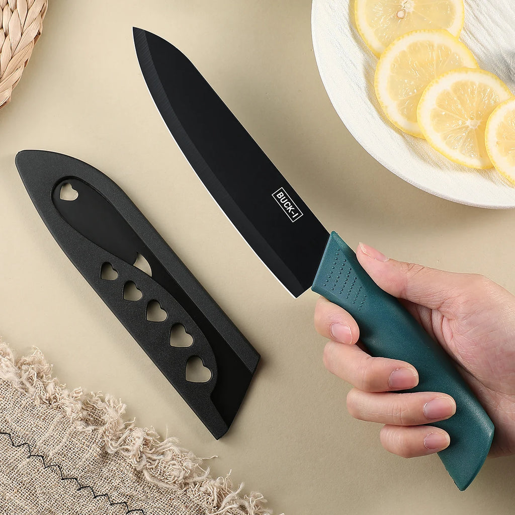 Kitchen Knife Set with Covers – Utility, Chef & Fruit Knife for Cutting Meat, Vegetables & More