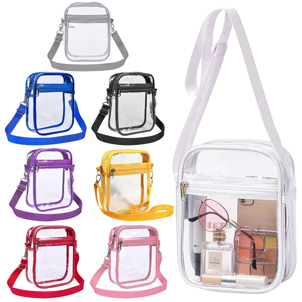 Women's Clear Stadium Crossbody Bag – PVC Transparent Shoulder Purse with Front Pocket