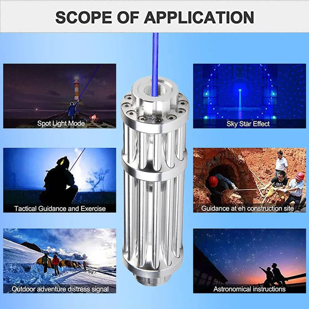 High-Power Adjustable Focus Laser Pointer – Star Pattern & Single-Point LED Pen